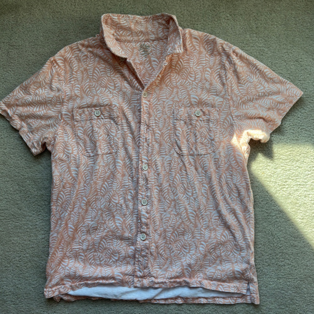 J. Crew Peach and White Casual Button Down Shirt